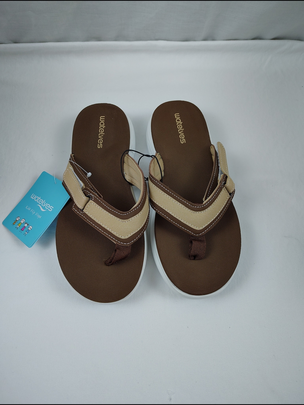 Kids wateLves Brown & Beige Thong Sandals Size 38